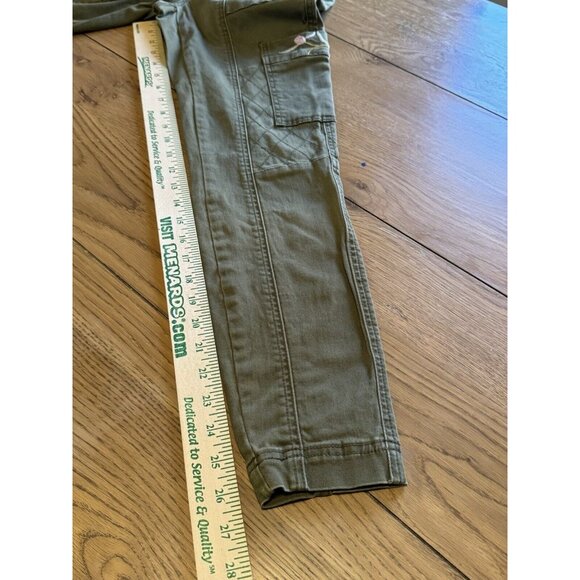 Anthropologie Women  Austen Embroidered Green Floral Cargo Skinny Pants Size 26 - Picture 6 of 16